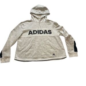 Adidas Colorblock Hoodie Cream Beige Black XL Athletic Streetwear